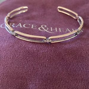 Grace & Heart sterling silver cz cuff bracelet